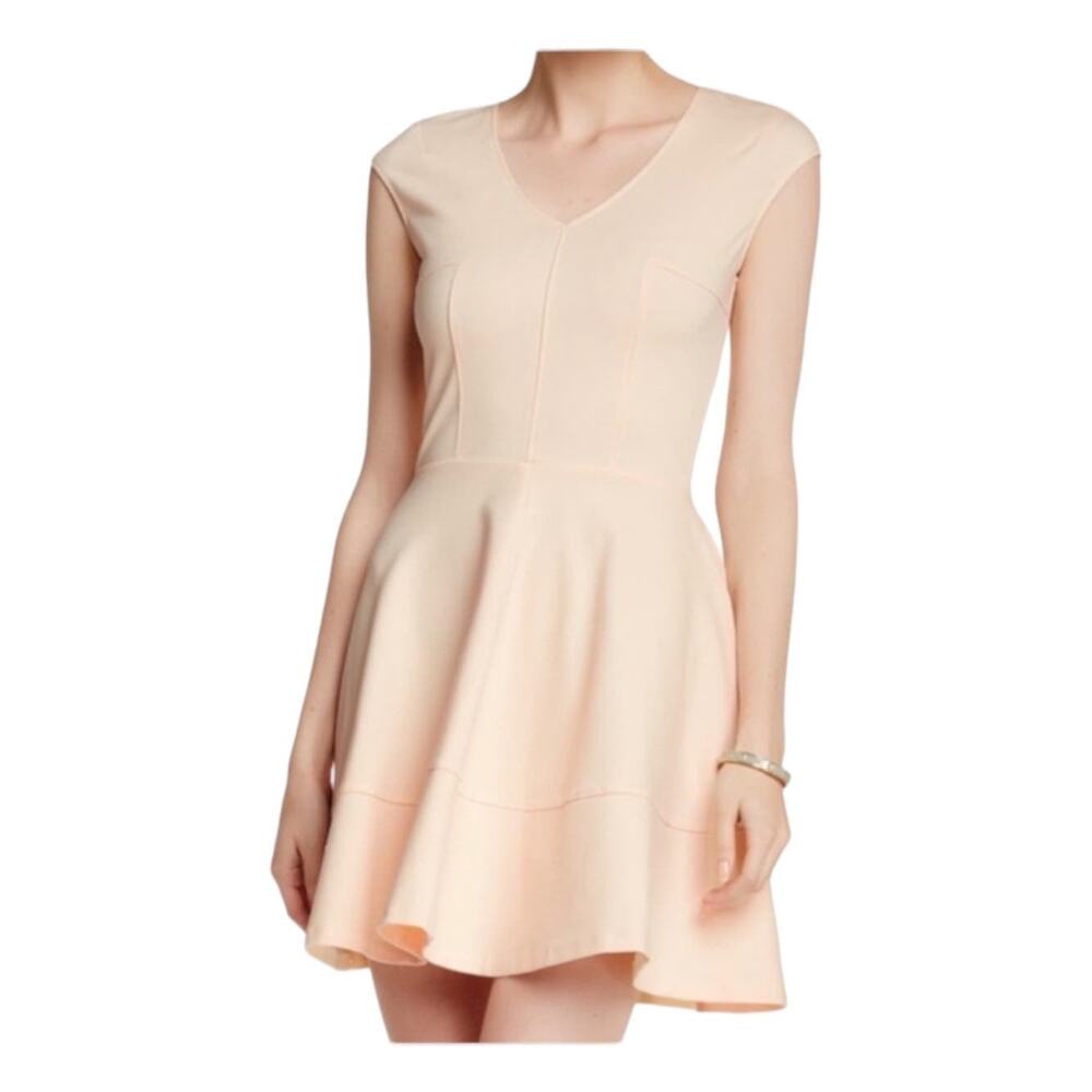 Bar III Women's Blush/Pink Mesh Back Zip Fit & Flare Skater Dress Feminine SZ M